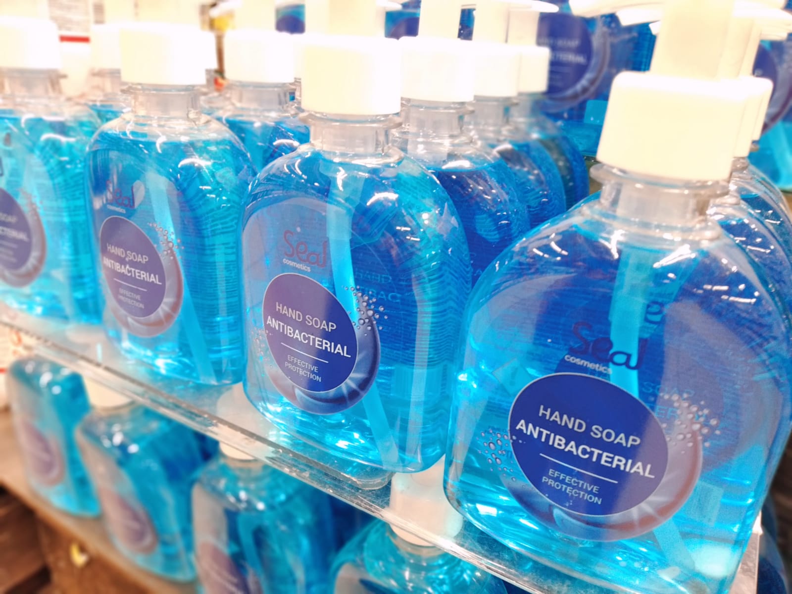 antibacterial hand soap from brand seal of Spodrība put on a shelf as a result of successful merchandising work